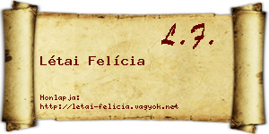 Létai Felícia névjegykártya